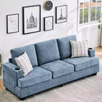 Modern 89" 3-Seater Chenille Sofa with Cup Holders & Side Storage Pockets