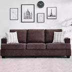 Modern 89" 3-Seater Chenille Sofa with Cup Holders & Side Storage Pockets