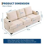 Modern 89" 3-Seater Chenille Sofa with Cup Holders & Side Storage Pockets