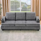 Modern 89" 3-Seater Chenille Sofa with Cup Holders & Side Storage Pockets