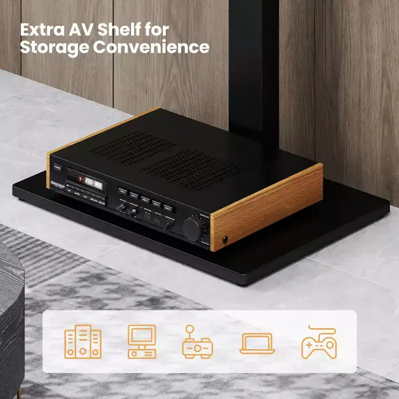 Floor TV Stand with Height Adjustment & AV Shelf for 32-70" TVs