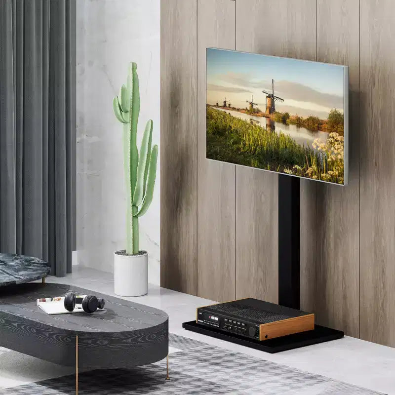 Floor TV Stand with Height Adjustment & AV Shelf for 32-70" TVs