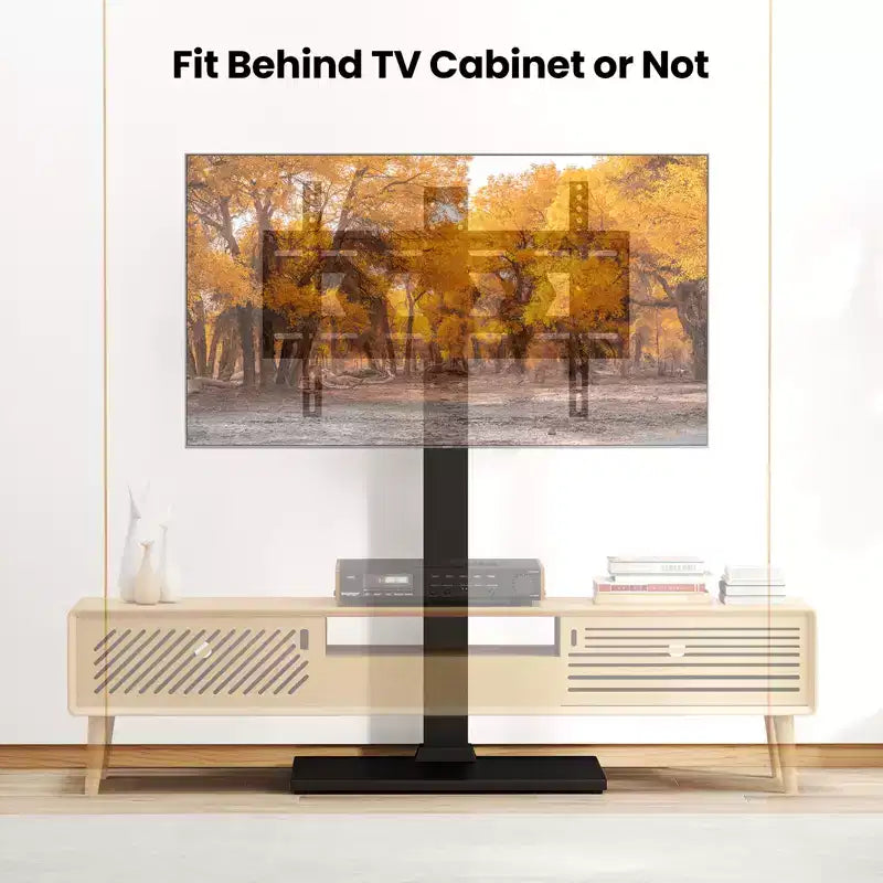 Floor TV Stand with Height Adjustment & AV Shelf for 32-70" TVs