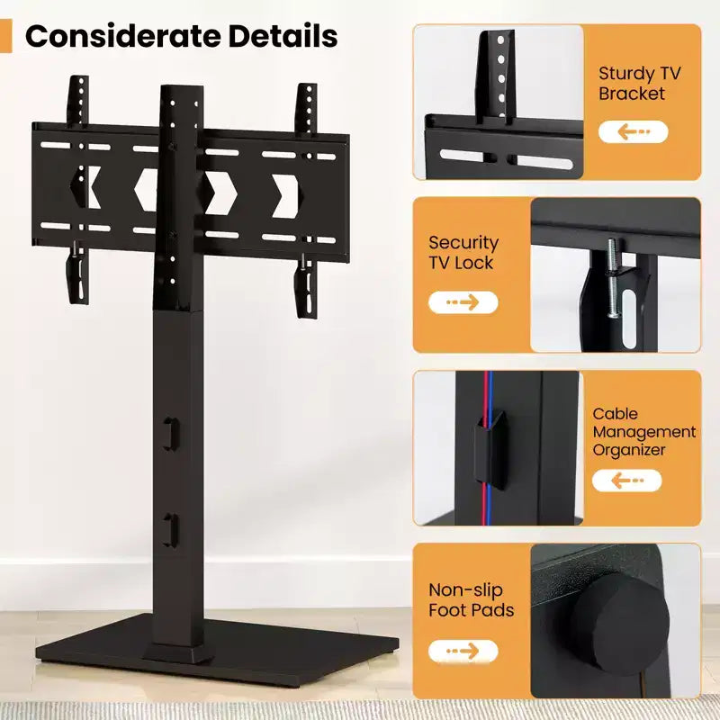 Floor TV Stand with Height Adjustment & AV Shelf for 32-70" TVs