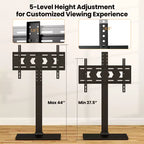 Floor TV Stand with Height Adjustment & AV Shelf for 32-70" TVs