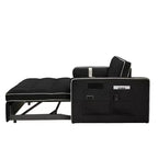 55.5" Pull-Out Velvet Sofa Bed with Adjustable Backrest & Side Pockets