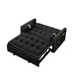 55.5" Pull-Out Velvet Sofa Bed with Adjustable Backrest & Side Pockets