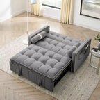 55.5" Pull-Out Velvet Sofa Bed with Adjustable Backrest & Side Pockets