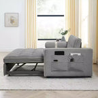 55.5" Pull-Out Velvet Sofa Bed with Adjustable Backrest & Side Pockets