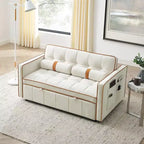 55.5" Pull-Out Velvet Sofa Bed with Adjustable Backrest & Side Pockets