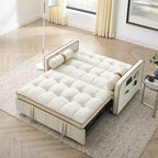55.5" Pull-Out Velvet Sofa Bed with Adjustable Backrest & Side Pockets