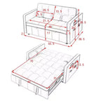 55.5" Pull-Out Velvet Sofa Bed with Adjustable Backrest & Side Pockets
