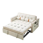 55.5" Pull-Out Velvet Sofa Bed with Adjustable Backrest & Side Pockets