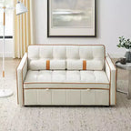 55.5" Pull-Out Velvet Sofa Bed with Adjustable Backrest & Side Pockets