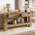 63" Farmhouse Console Table with 2 Drawers & Storage Shelf