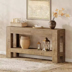 63" Farmhouse Console Table with 2 Drawers & Storage Shelf