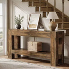 63" Farmhouse Console Table with 2 Drawers & Storage Shelf