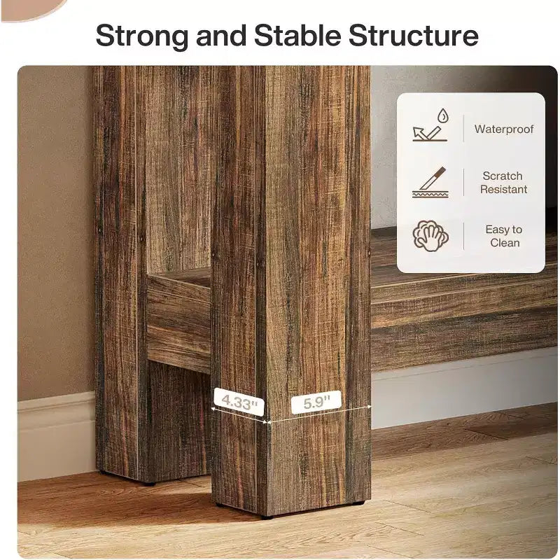 63" Farmhouse Console Table with 2 Drawers & Storage Shelf