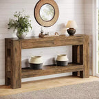 63" Farmhouse Console Table with 2 Drawers & Storage Shelf