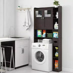 Over-Toilet Storage Cabinet with Glass Doors & Adjustable Shelves, Espresso 67"