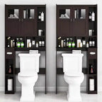 Over-Toilet Storage Cabinet with Glass Doors & Adjustable Shelves, Espresso 67"