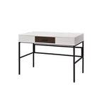 Writing Desk with Hidden Storage & Built-In USB Port, White & Black