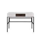 Writing Desk with Hidden Storage & Built-In USB Port, White & Black