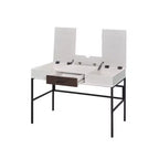 Writing Desk with Hidden Storage & Built-In USB Port, White & Black