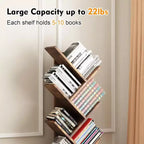 8-Tier Tree Bookcase with Storage, Rustic Wood Tone, 51.5" Tall