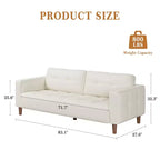 83" Faux Leather 3-Seater Sofa with Spring Cushion & 2 Removable Back Pillows