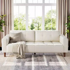 83" Faux Leather 3-Seater Sofa with Spring Cushion & 2 Removable Back Pillows