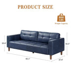 83" Faux Leather 3-Seater Sofa with Spring Cushion & 2 Removable Back Pillows