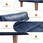 83" Faux Leather 3-Seater Sofa with Spring Cushion & 2 Removable Back Pillows