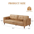 83" Faux Leather 3-Seater Sofa with Spring Cushion & 2 Removable Back Pillows