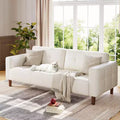 83" Faux Leather 3-Seater Sofa with Spring Cushion & 2 Removable Back Pillows
