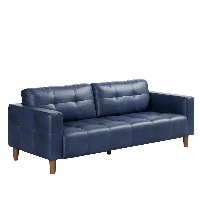 83" Faux Leather 3-Seater Sofa with Spring Cushion & 2 Removable Back Pillows