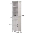 65" Tall Slim Bathroom Storage Cabinet with Drawers & Adjustable Shelf, White
