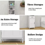 65" Tall Slim Bathroom Storage Cabinet with Drawers & Adjustable Shelf, White