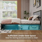 Full Size Platform Bed Frame with LED Lights & 2 Storage Drawers, Gray