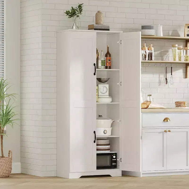 Tall Double-Door Acacia Wood Cabinet for Entryway or Bedroom Corner