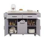 Isola cucina su ruote con spazio porta sacchetto della spazzatura, piano ribaltabile e ripiano regolabile