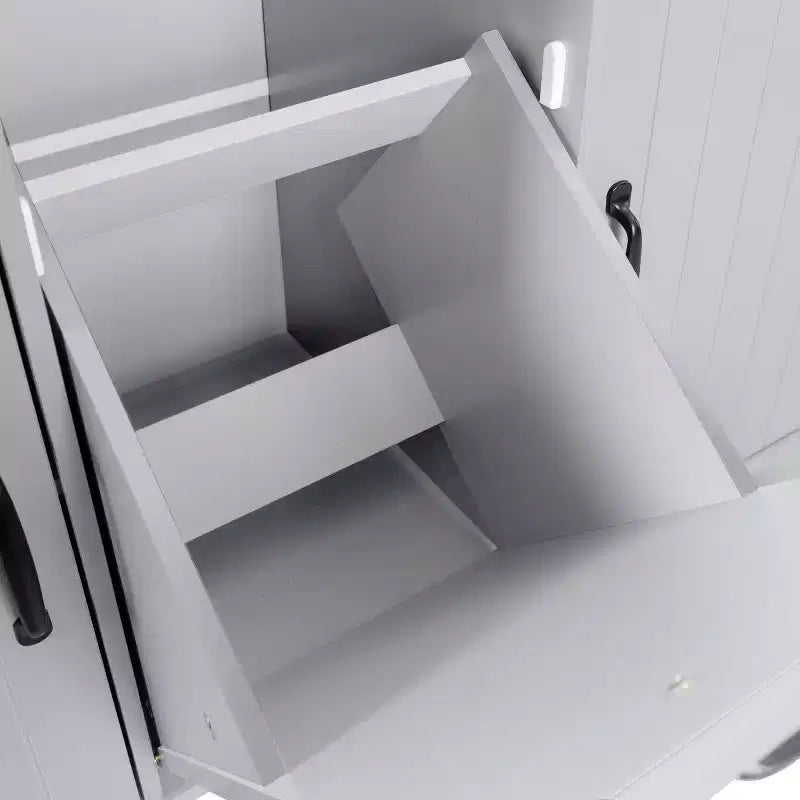 Isola cucina su ruote con spazio porta sacchetto della spazzatura, piano ribaltabile e ripiano regolabile