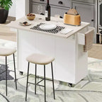 Isola cucina su ruote con spazio porta sacchetto della spazzatura, piano ribaltabile e ripiano regolabile