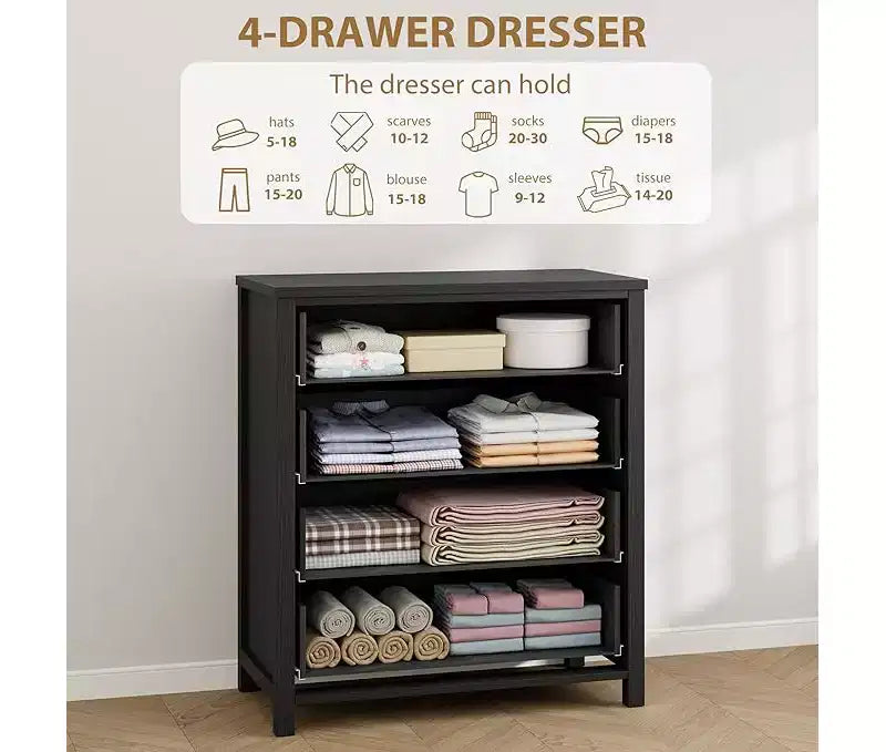 4-Drawer Tall Dresser for Bedroom, Closet & Living Room Storage