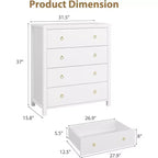 4-Drawer Tall Dresser for Bedroom, Closet & Living Room Storage