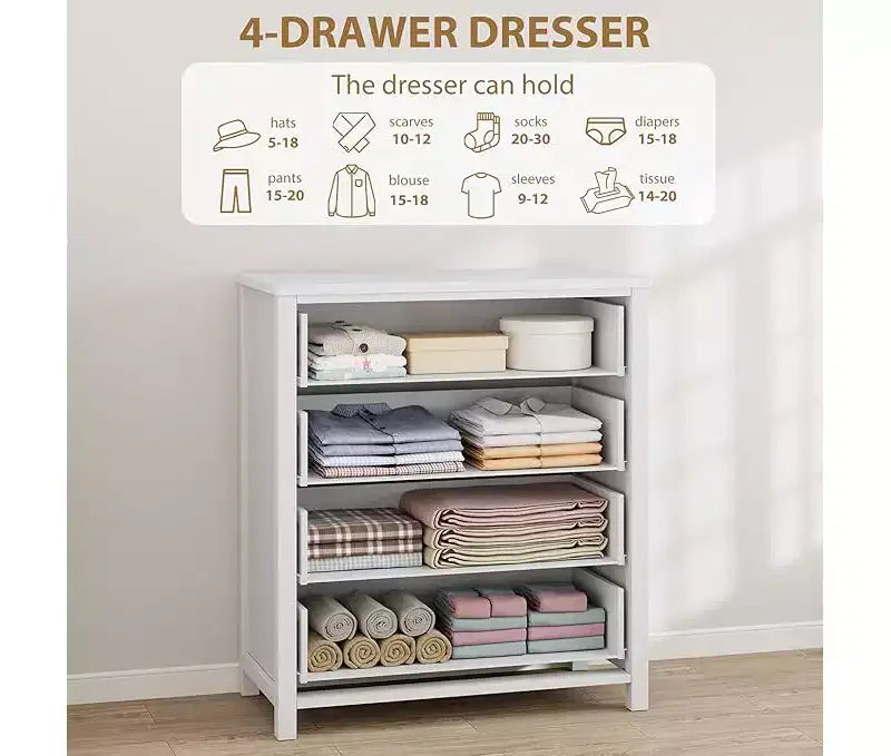 4-Drawer Tall Dresser for Bedroom, Closet & Living Room Storage