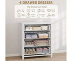 4-Drawer Tall Dresser for Bedroom, Closet & Living Room Storage