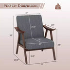 Modern Leathaire Accent Armchair with Rubberwood Frame & Felt Pads