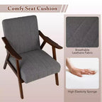 Modern Leathaire Accent Armchair with Rubberwood Frame & Felt Pads