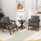 Modern Leathaire Accent Armchair with Rubberwood Frame & Felt Pads